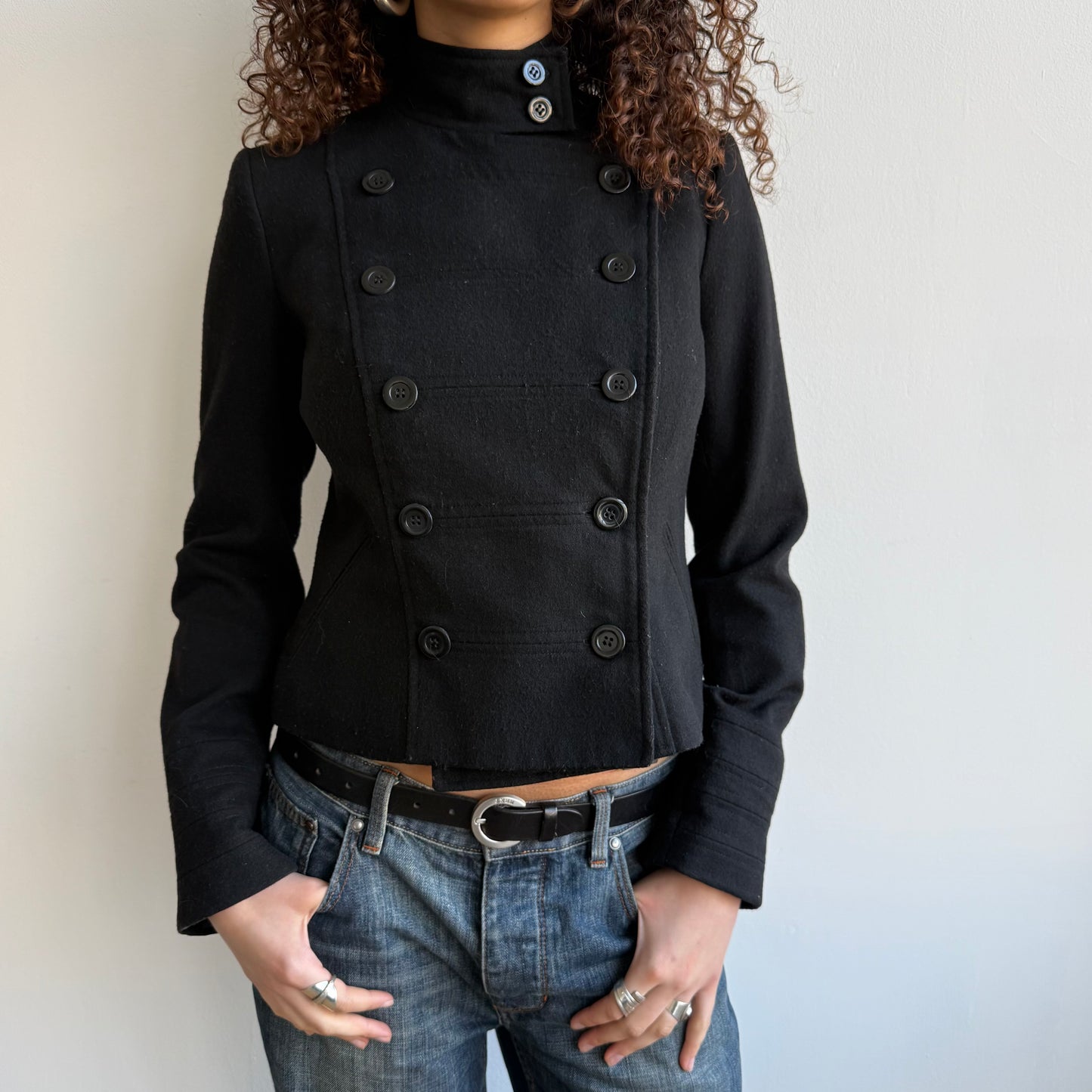 Black military peacoat - Size S