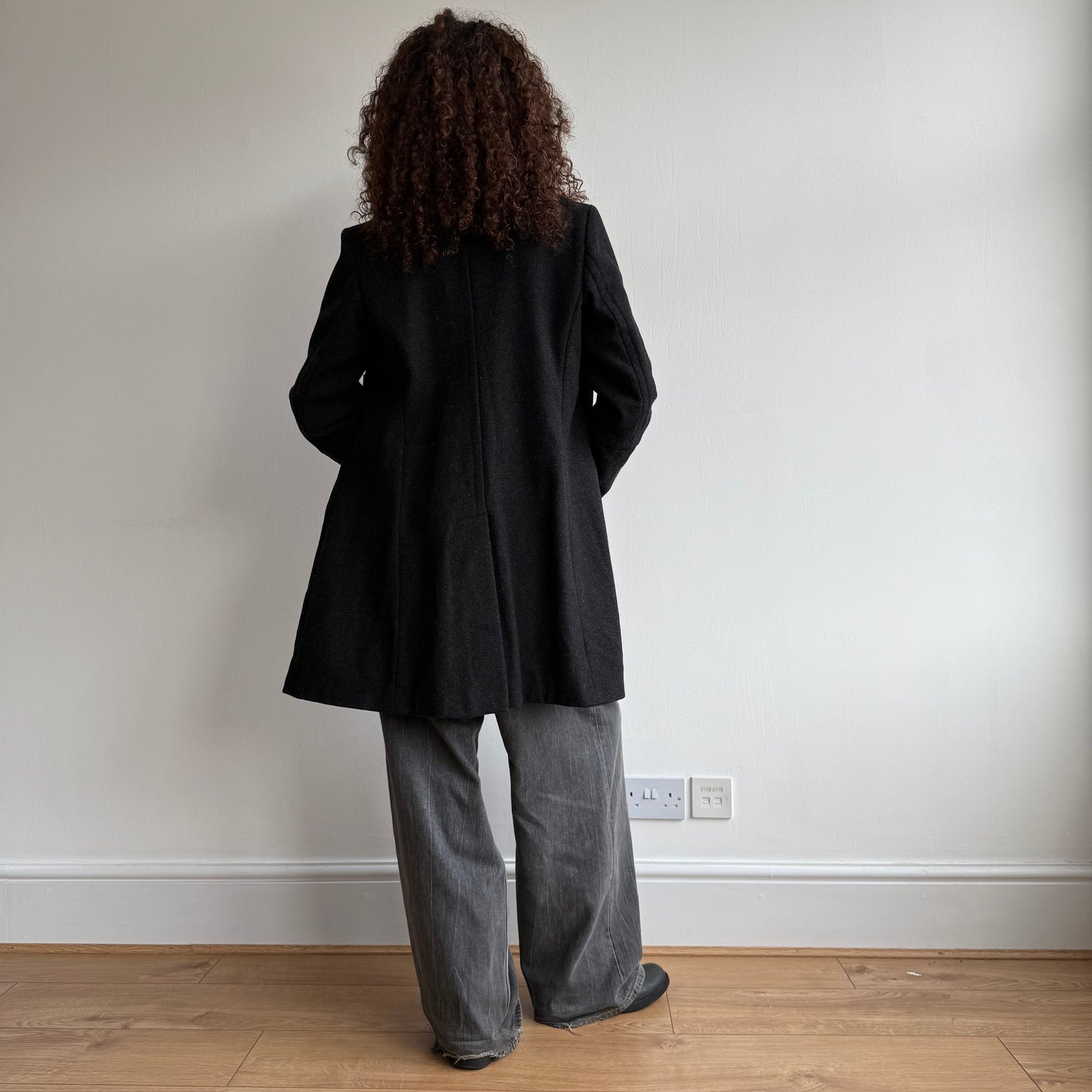 Grey wool double breasted peacoat - Size M