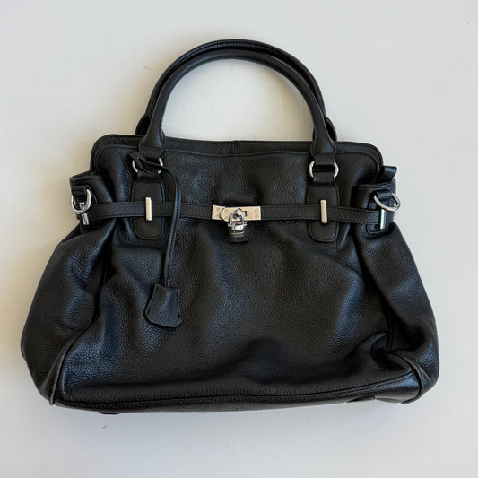 Black leather ‘firkin’ locket bag - One Size