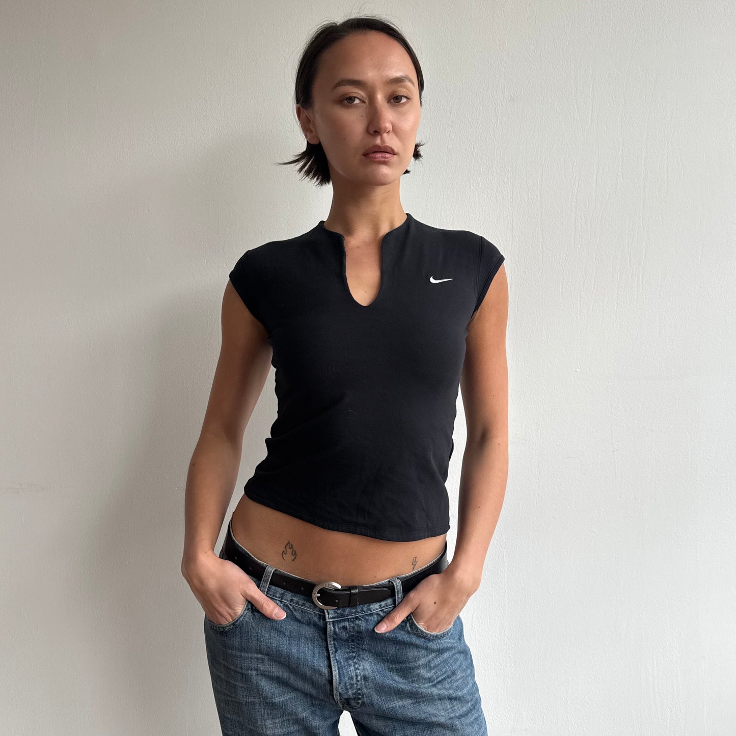Black Nike swoosh top - Size S