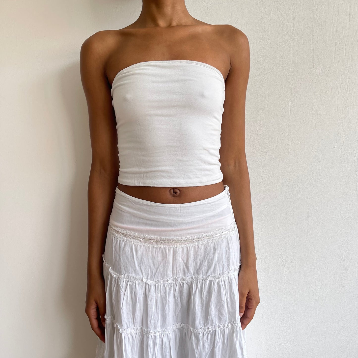 White boho midi skirt - Size S