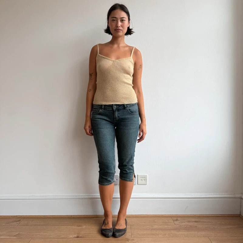 Cream/gold knitted cami top - Size S