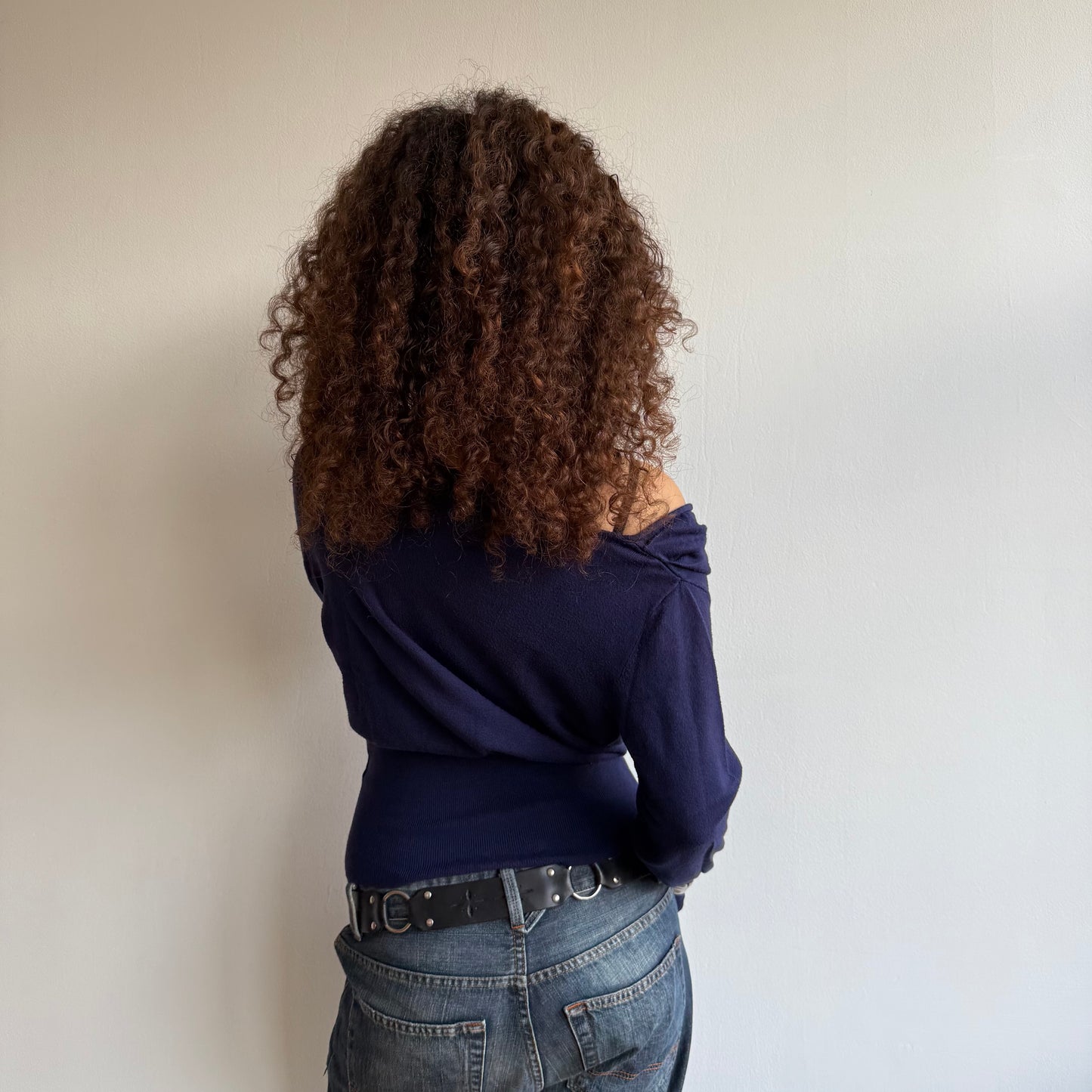 Navy slouchy button knit - Size S