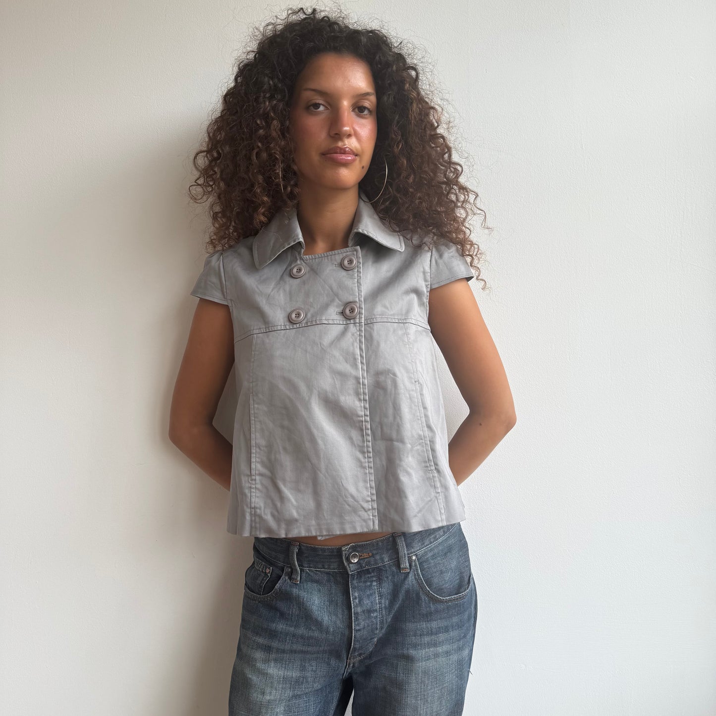 Grey short sleeve peacoat - Size M
