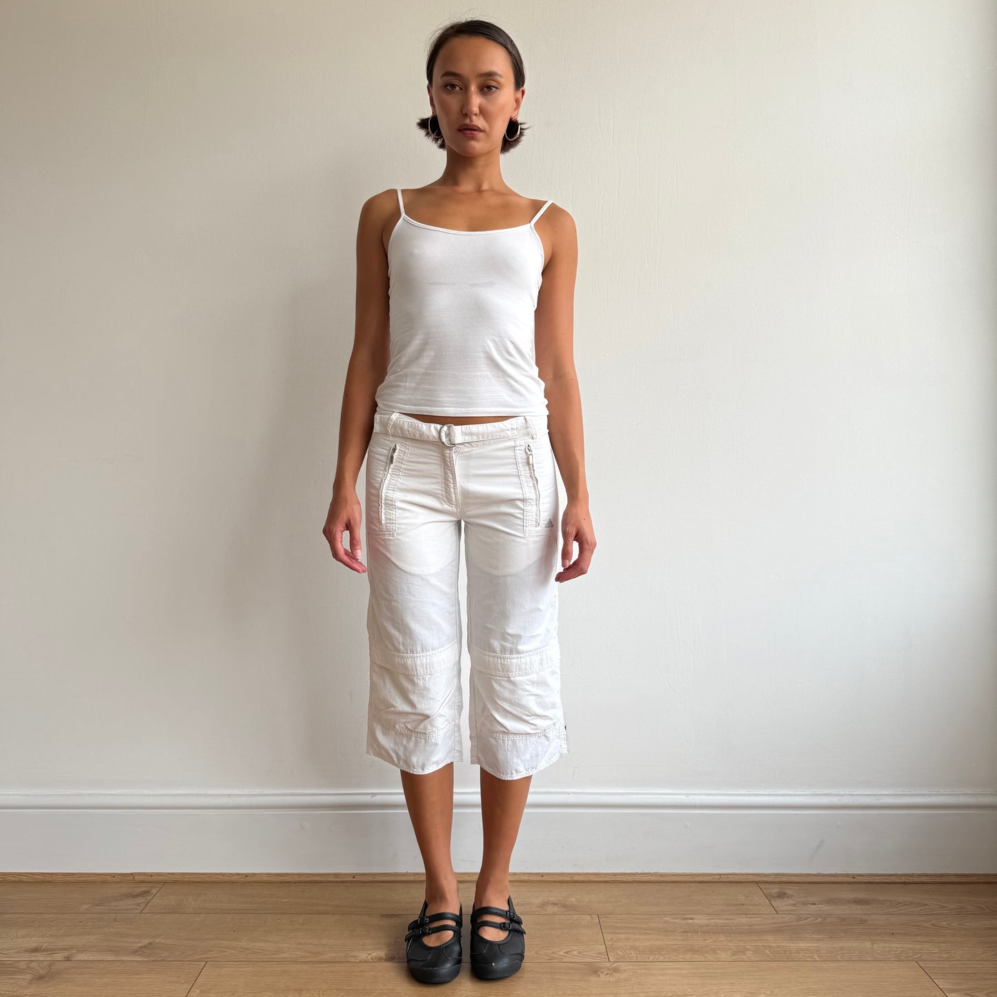 White Adidas belt capris - Size S