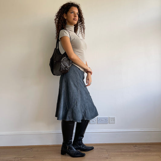 Brown leather ring hobo bag