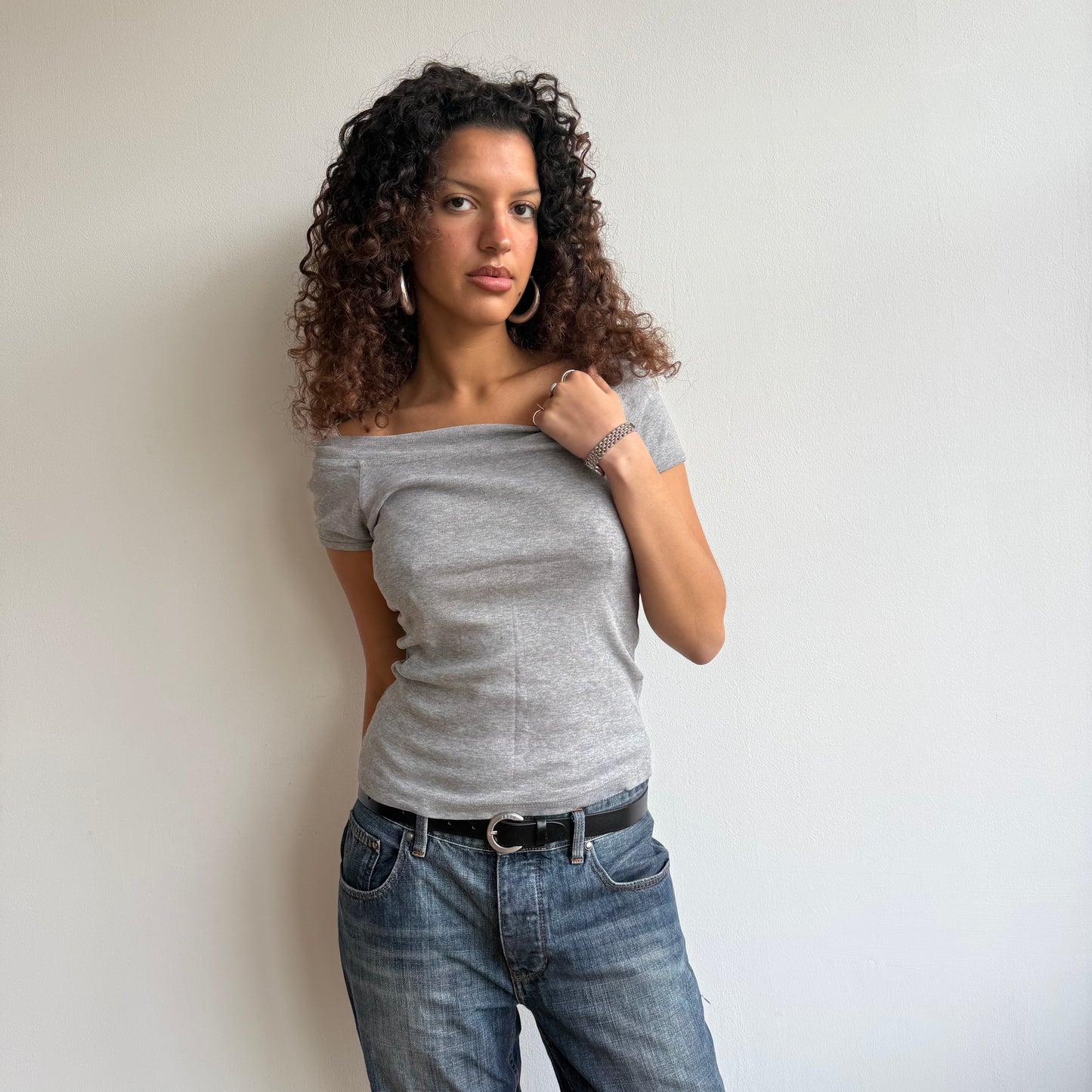 Grey bardot tshirt - Size S/M