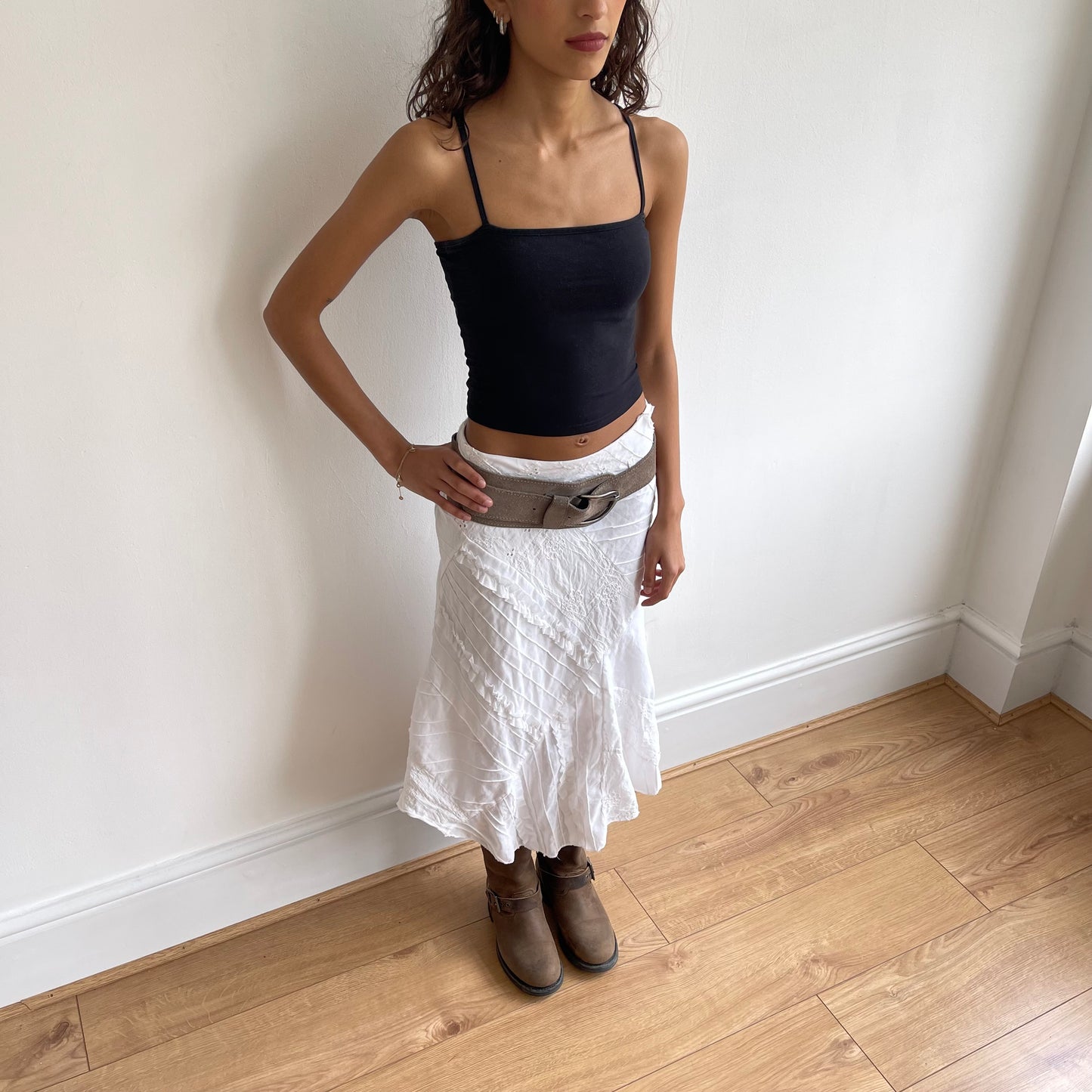Taupe leather belt - Size S