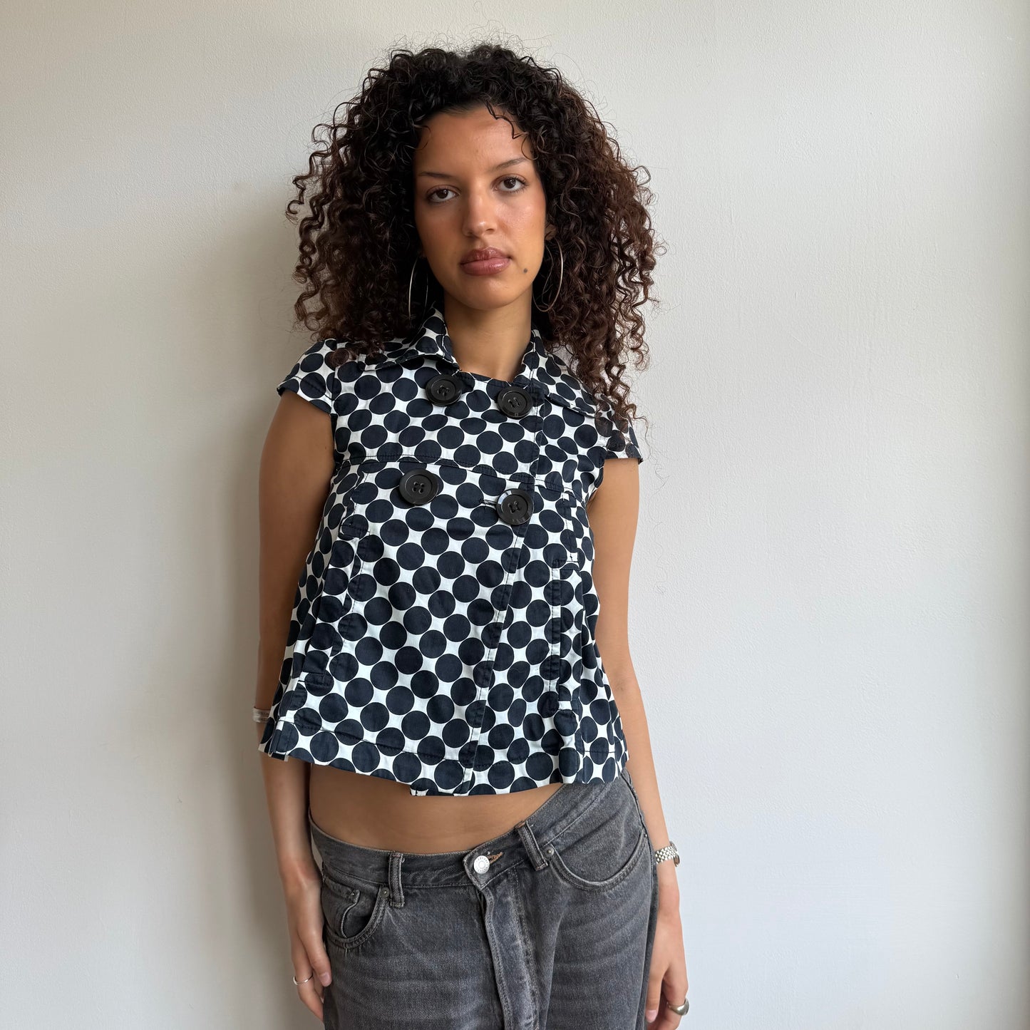 Polka dot short sleeve peacoat - Size S