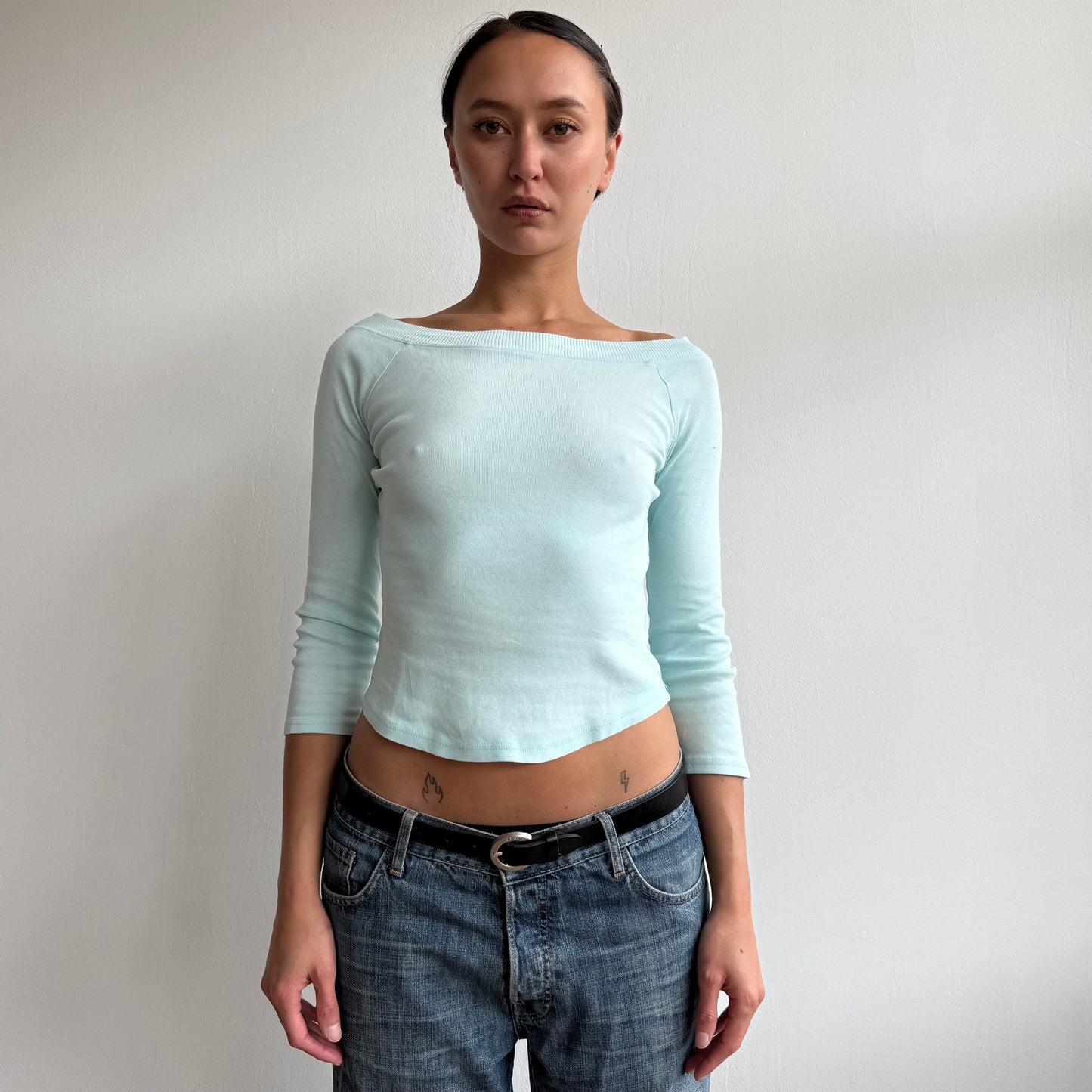 Turquoise 3/4 sleeve top - Size XS
