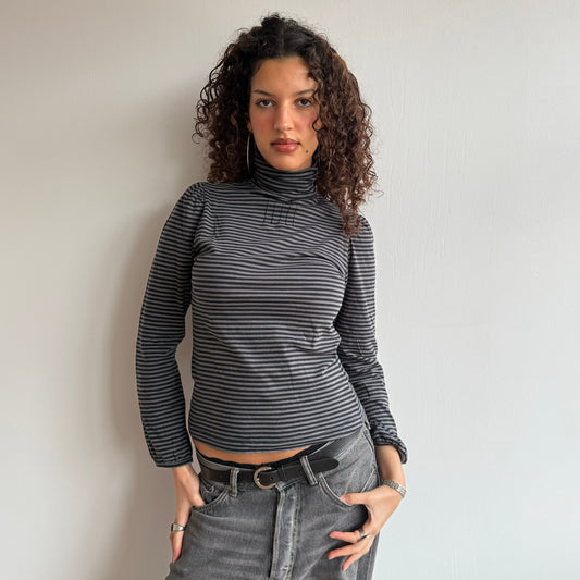 Grey stripe roll neck - Size S