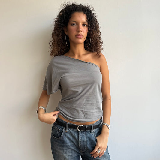 Grey one shoulder top - Size S/M
