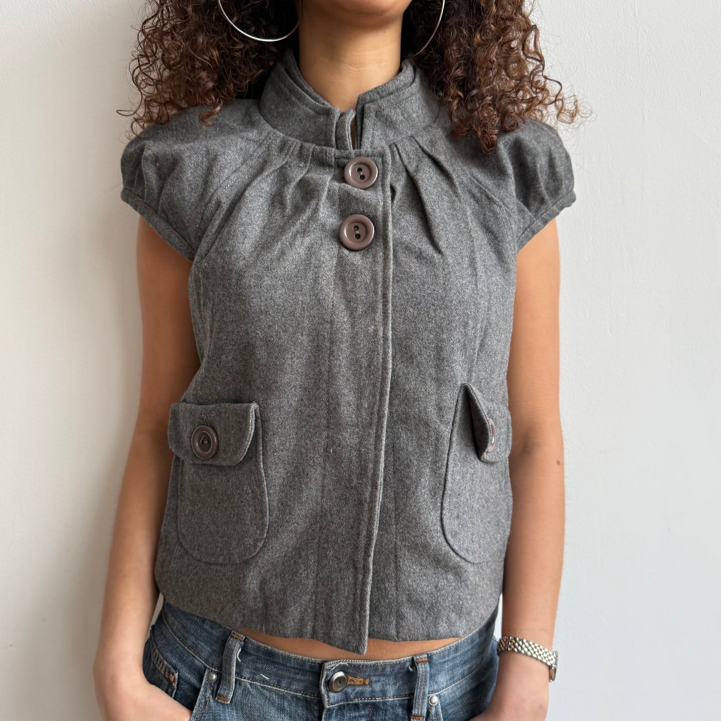 Grey short sleeve peacoat - Size S/M