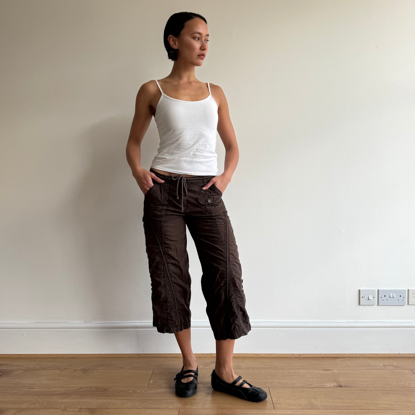 Brown corset back capris - Size S