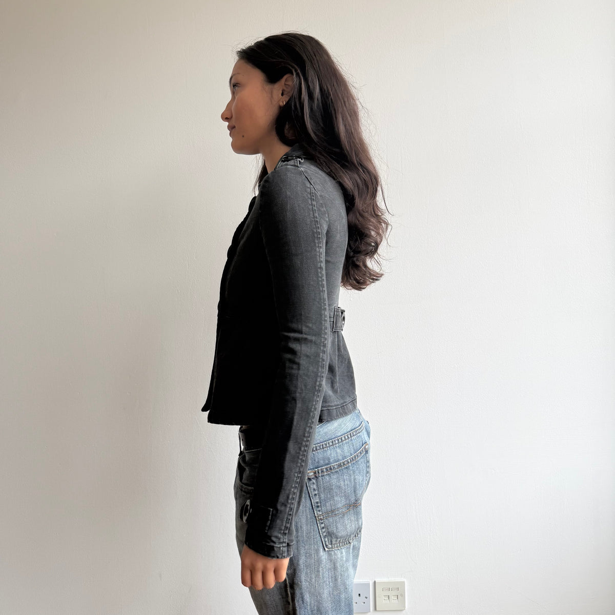 Black wash denim peacoat - Size XS
