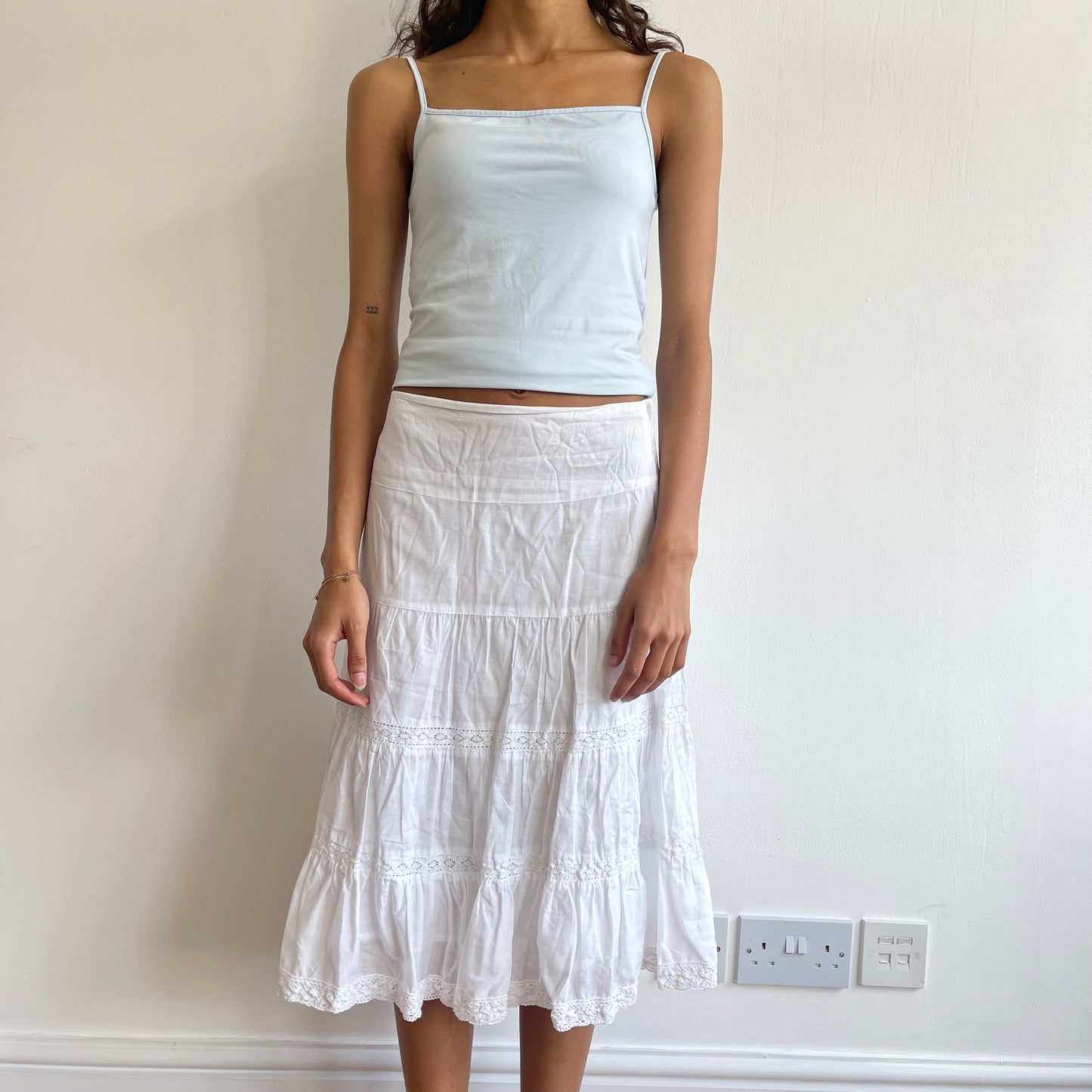 White broderie anglaise midi skirt - Size S/M