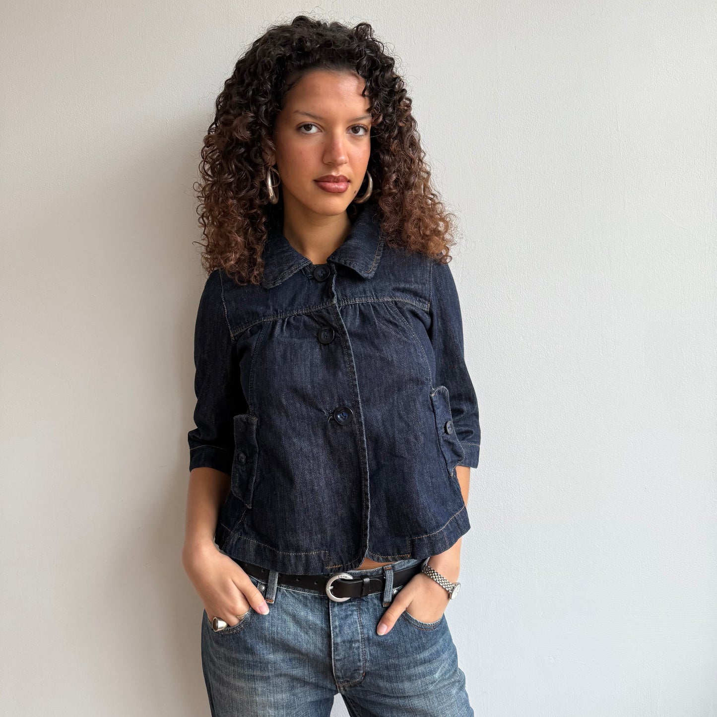 Denim 3/4 sleeve peacoat - Size S