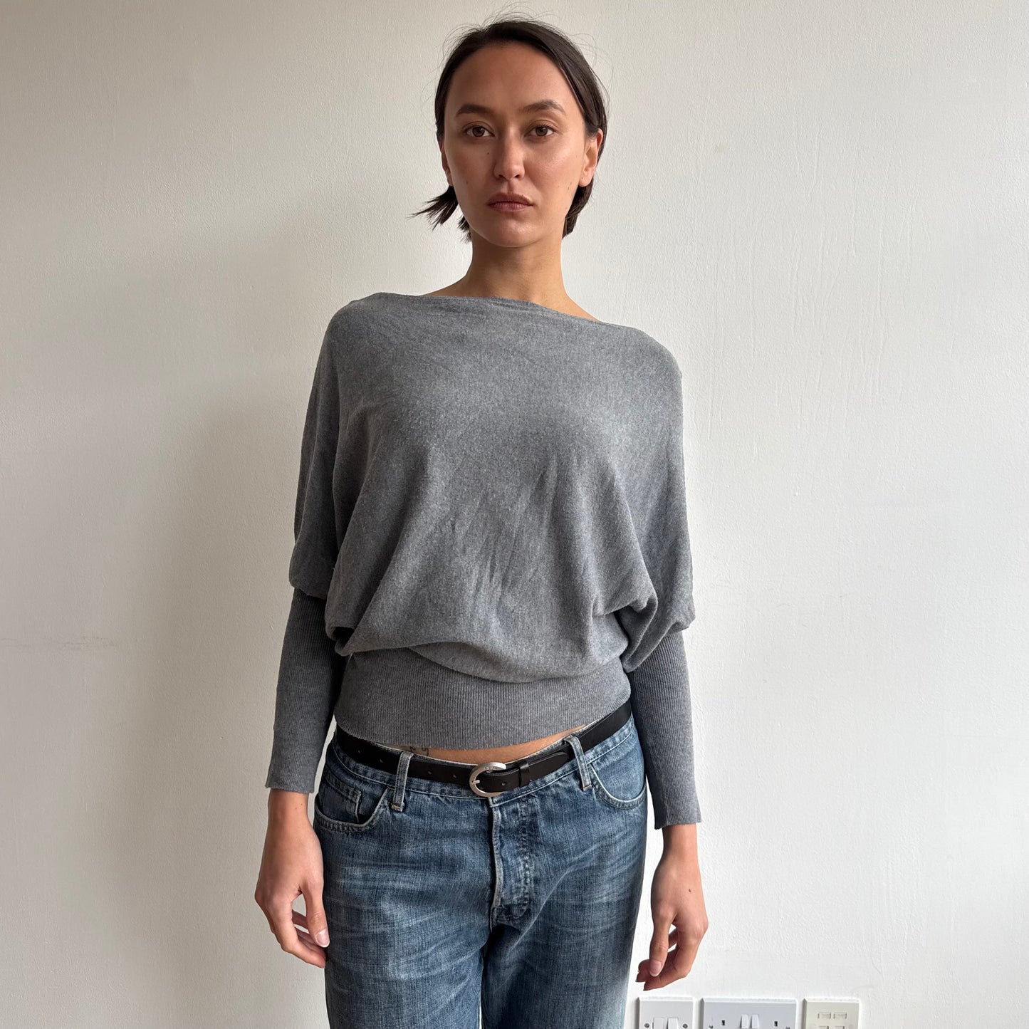 Grey batwing slouchy knit - Size S/M