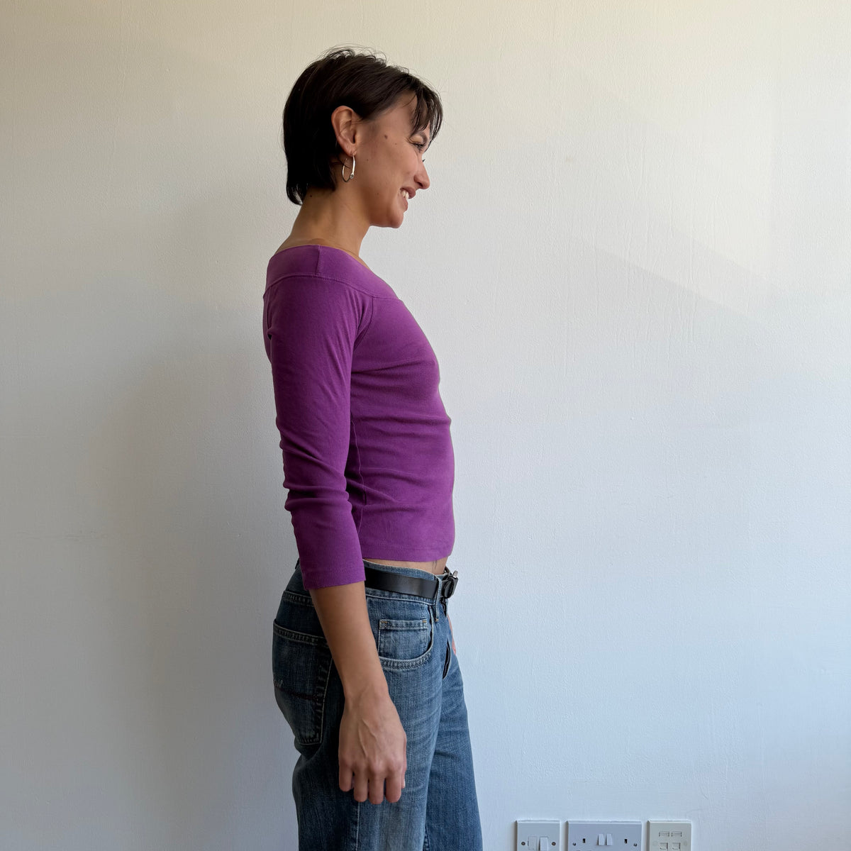 Purple 3/4 sleeve top - Size S