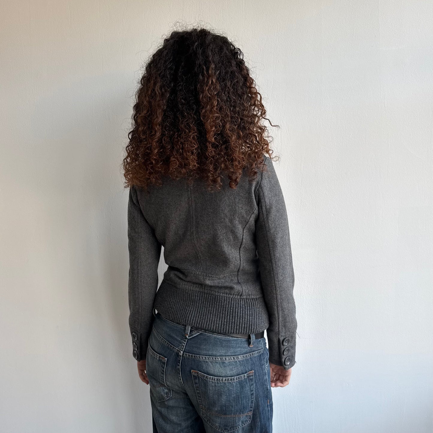 Grey cargo wool bomber - Size M