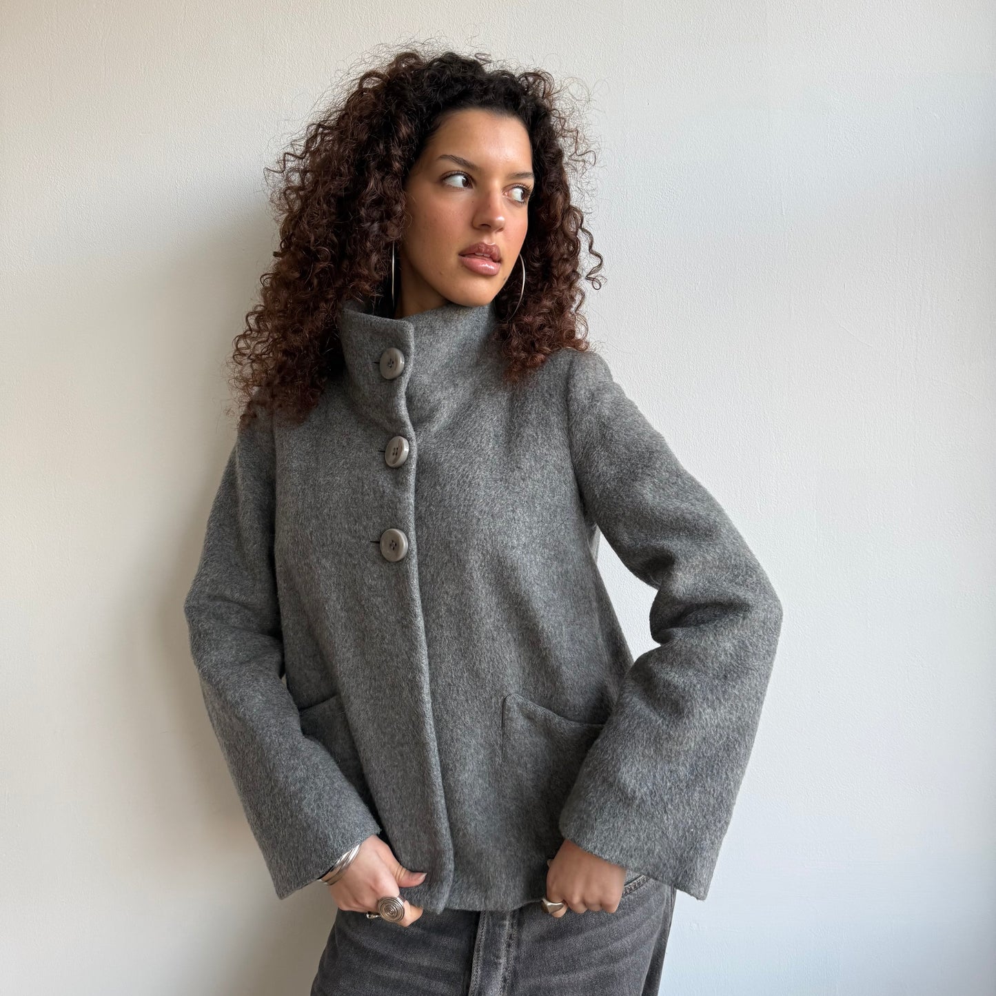 Grey wool peacoat - Size M