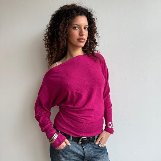 Fuschia slouchy knit jumper - Size M