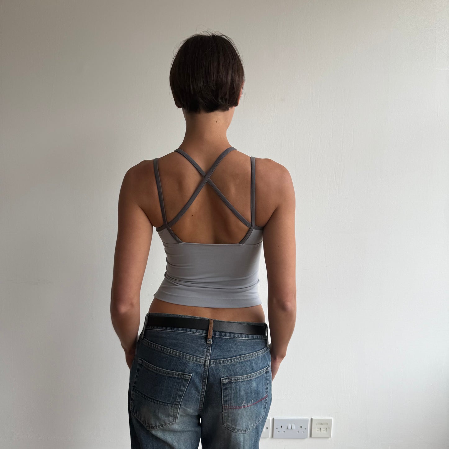 Grey Adidas racer back top - Size XS