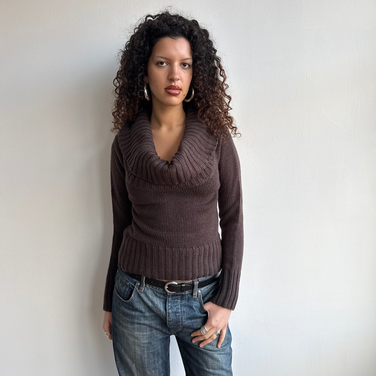 Brown cowl neck knit - Size S