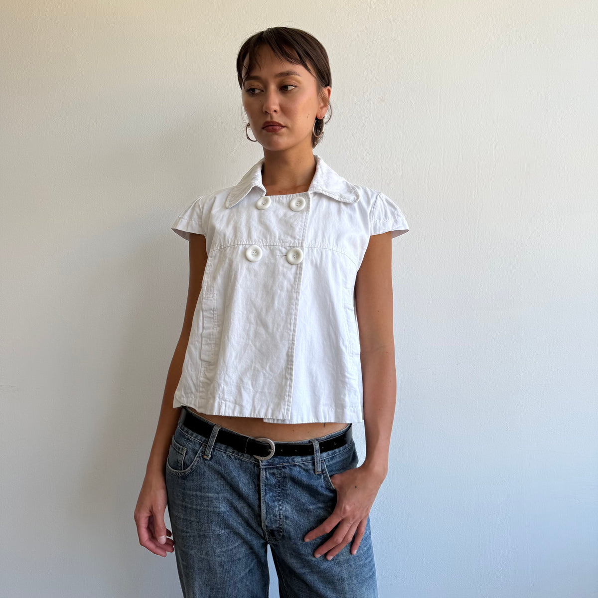 White short sleeve peacoat - Size M