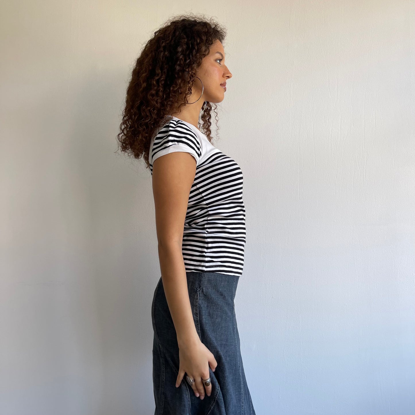 Stripe keyhole t-shirt - Size M