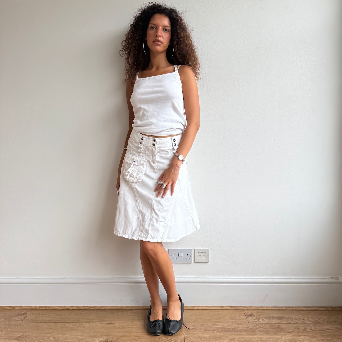 White cargo midi skirt - Size S
