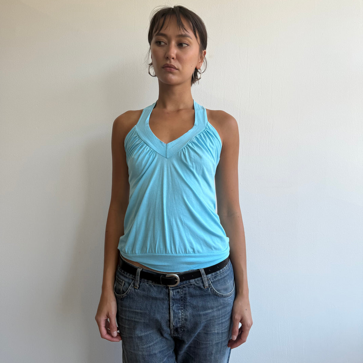 Blue v-neck tank top - Size S