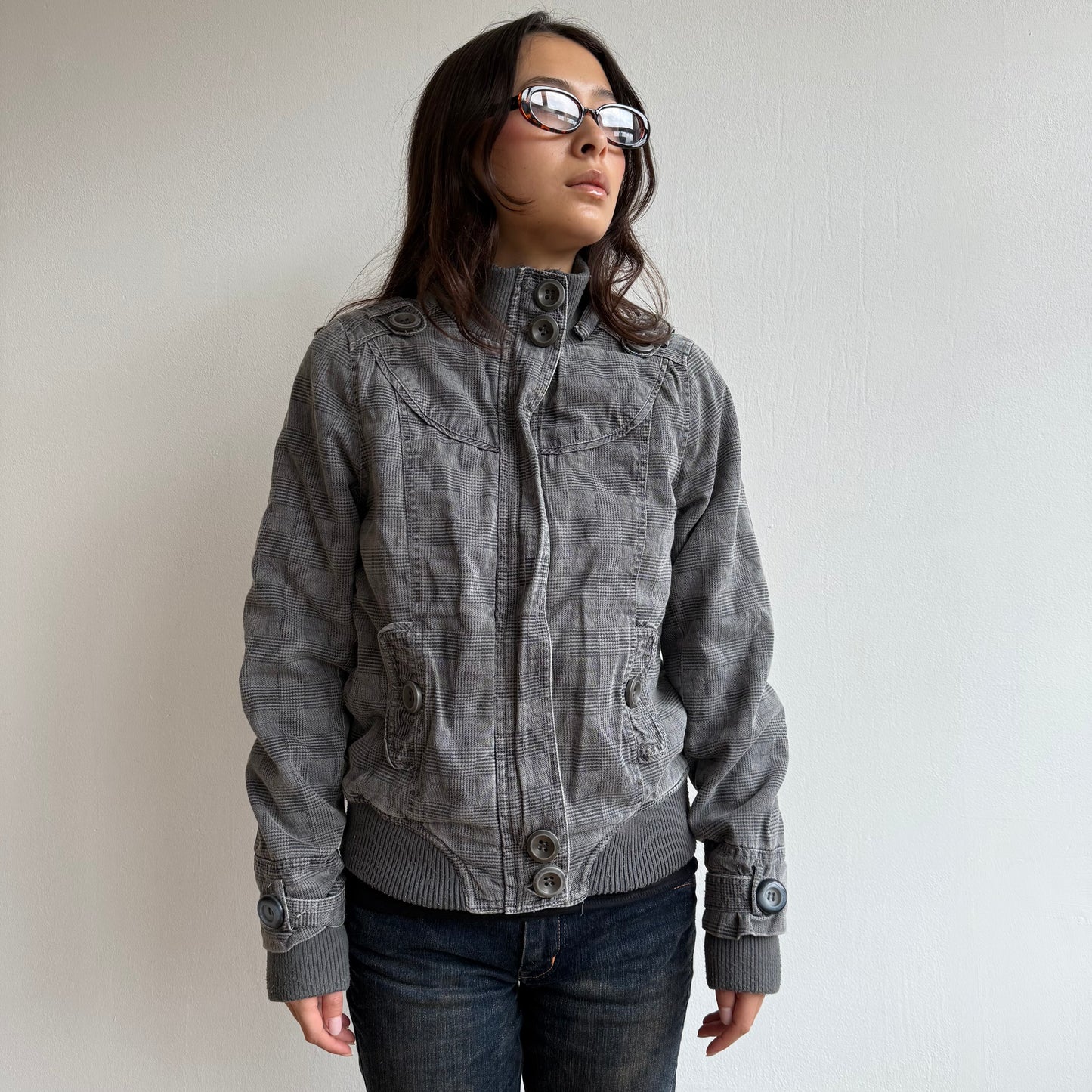 Grey plaid bomber - Size S