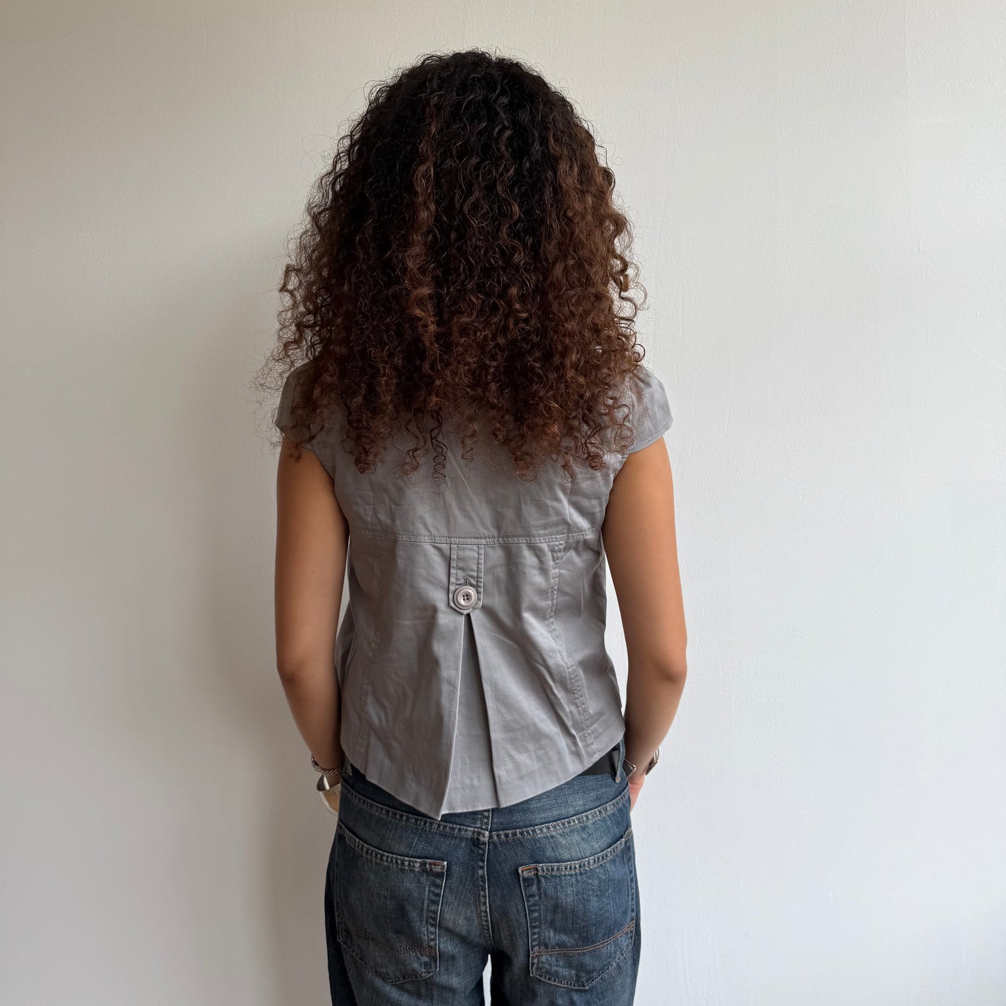 Grey short sleeve peacoat - Size XS