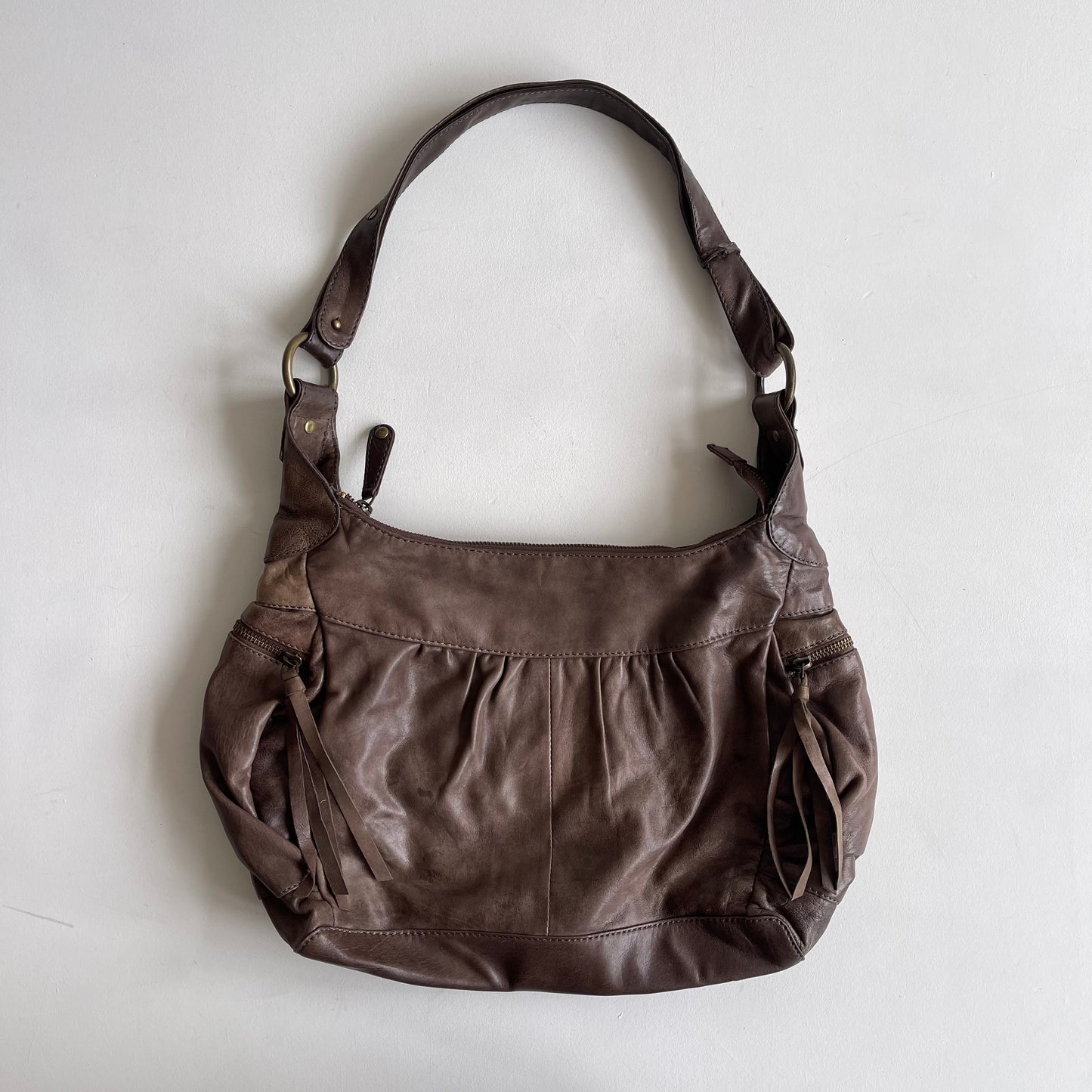 Brown leather slouchy bag