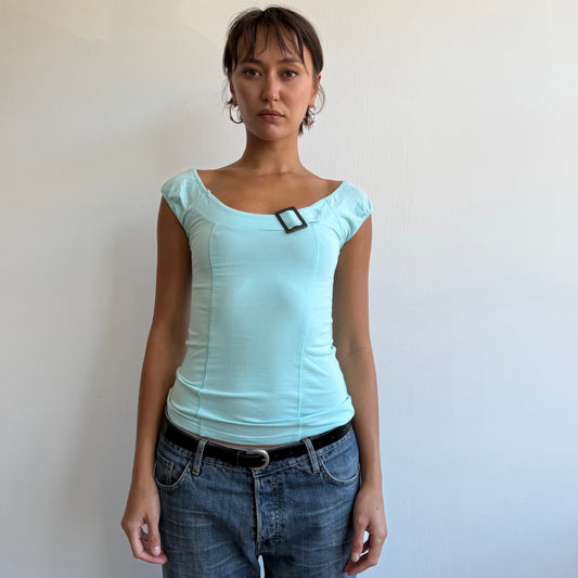 Turquoise buckle t-shirt - Size S