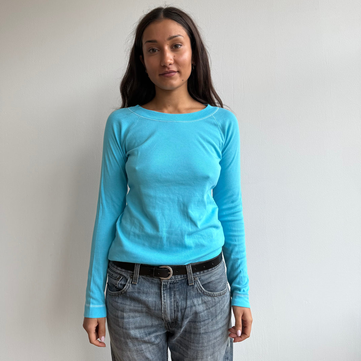 Turquoise stitch top - Size S-M