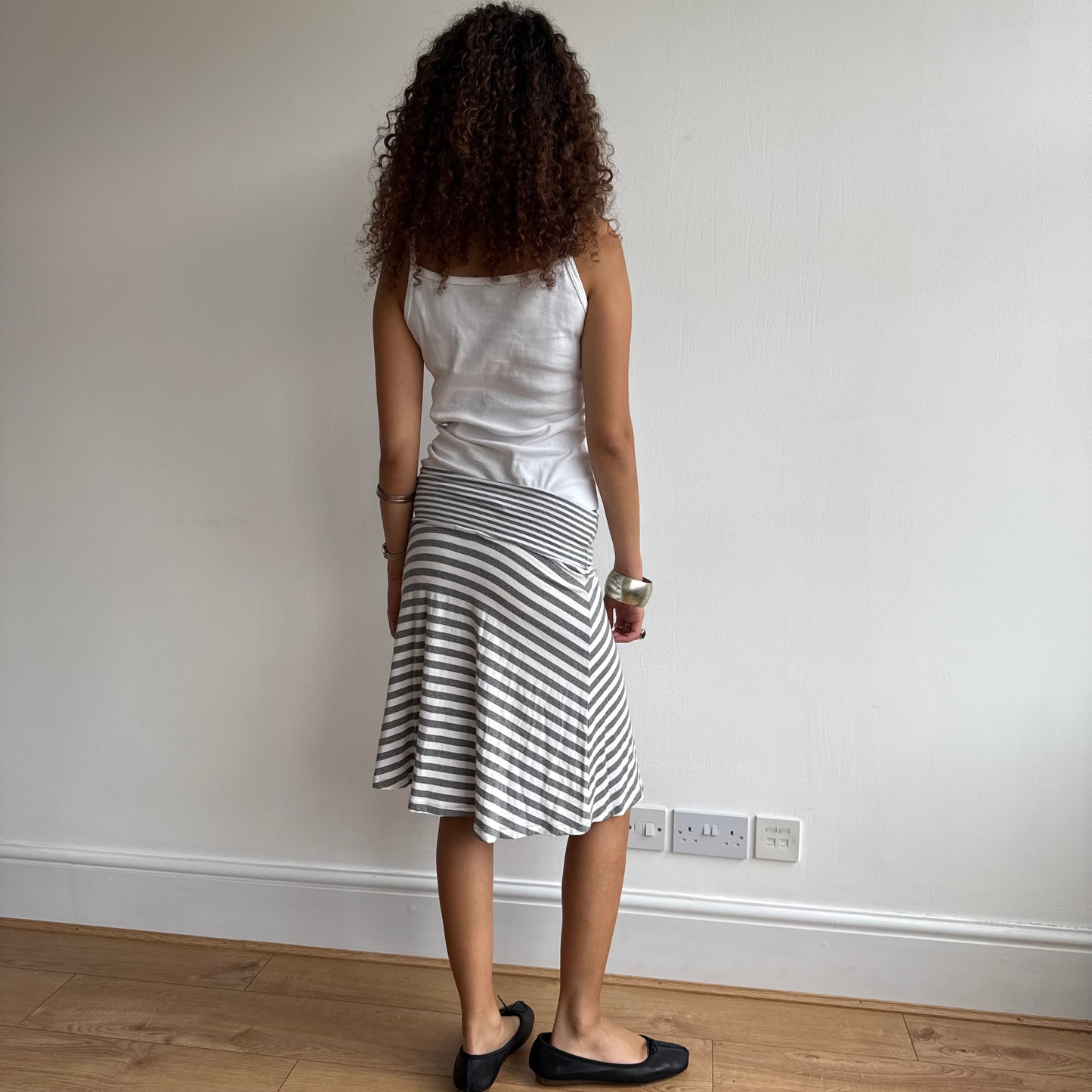 Grey striped midi skirt - Size S