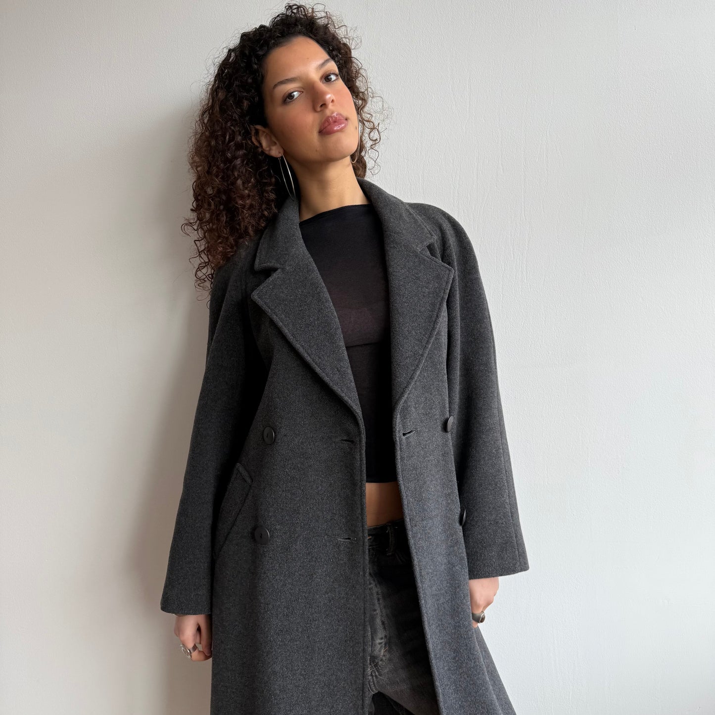 Grey wool overcoat - Size M