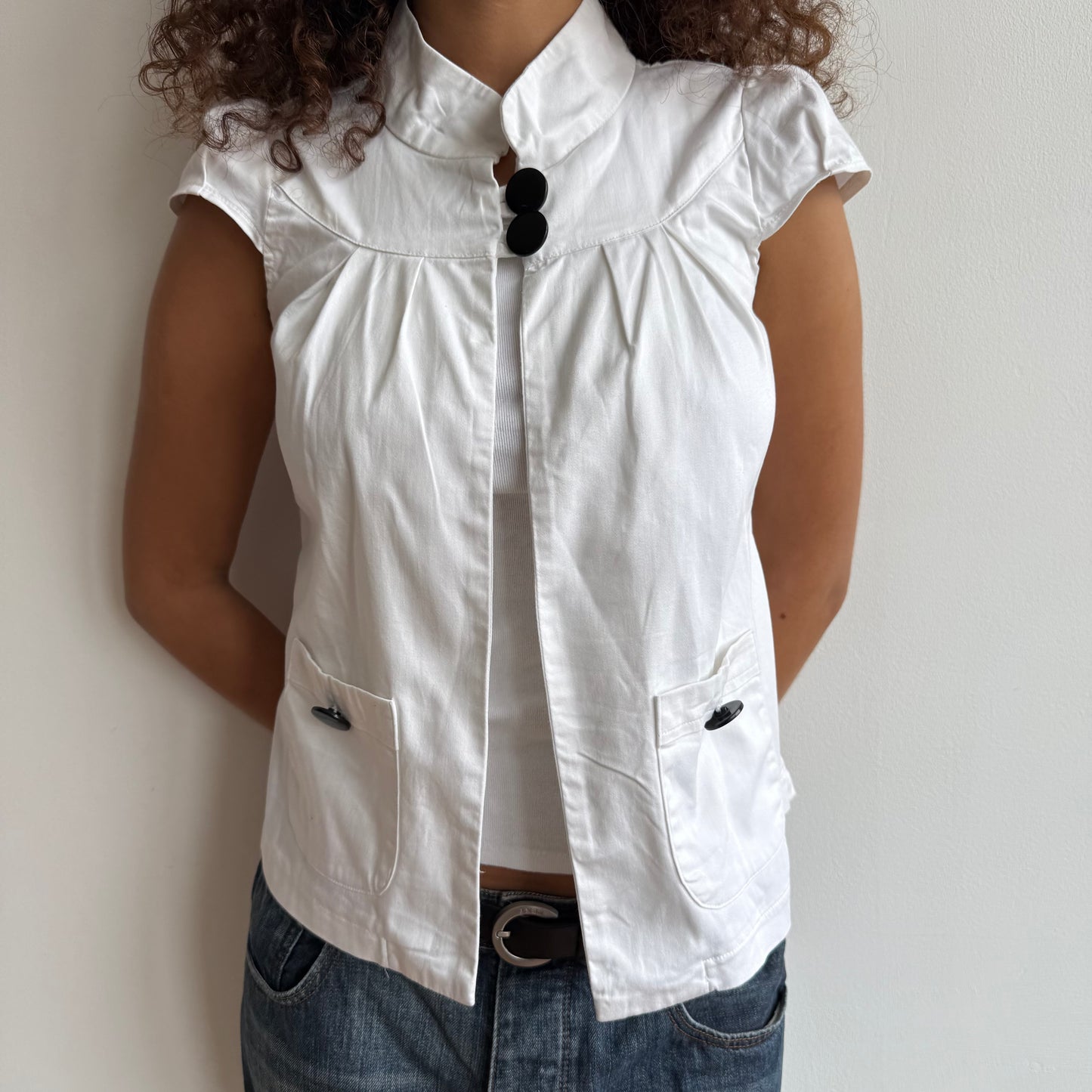 White button neck peacoat - Size S