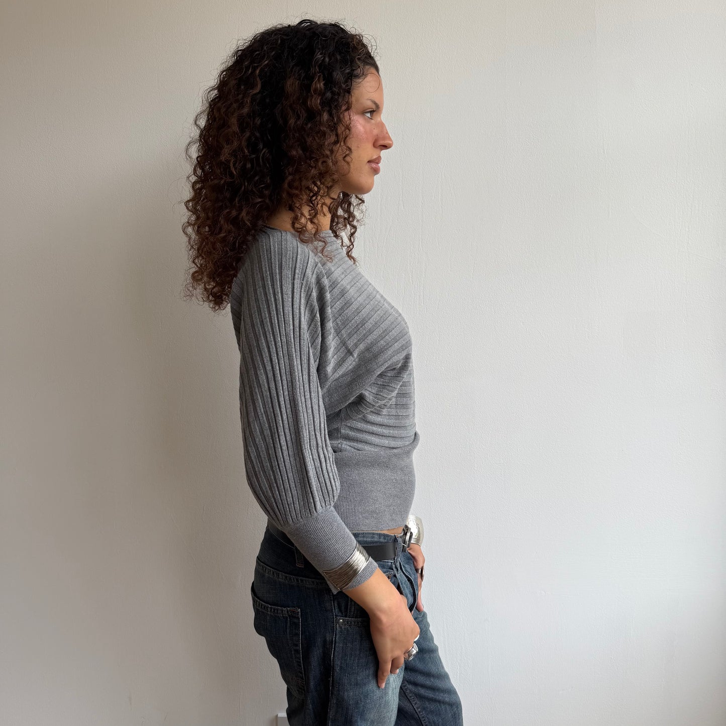 Grey slouchy knit jumper - Size S