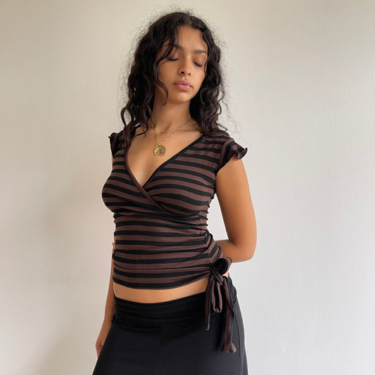 Black and brown striped top - Size S