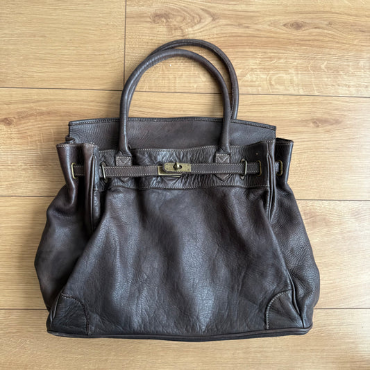 Brown leather ‘firkin’ bag - One Size