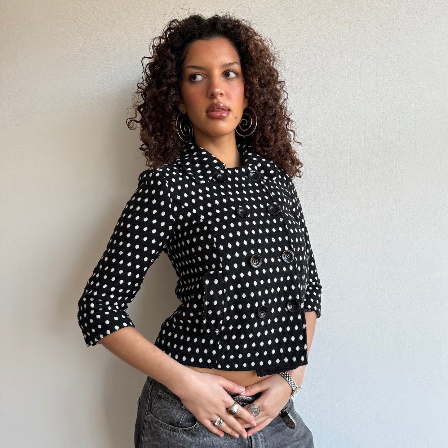 Polka dot peacoat - Size S