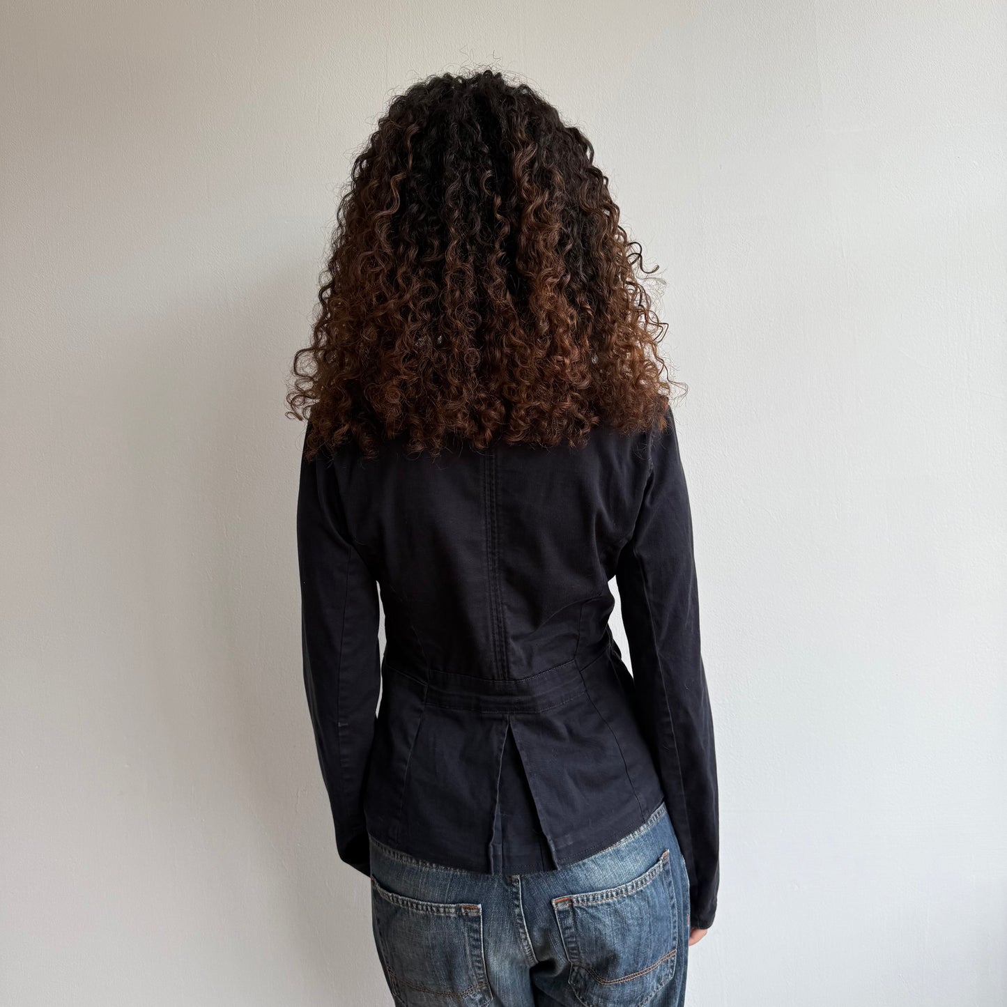Black asymmetric button peacoat - Size S