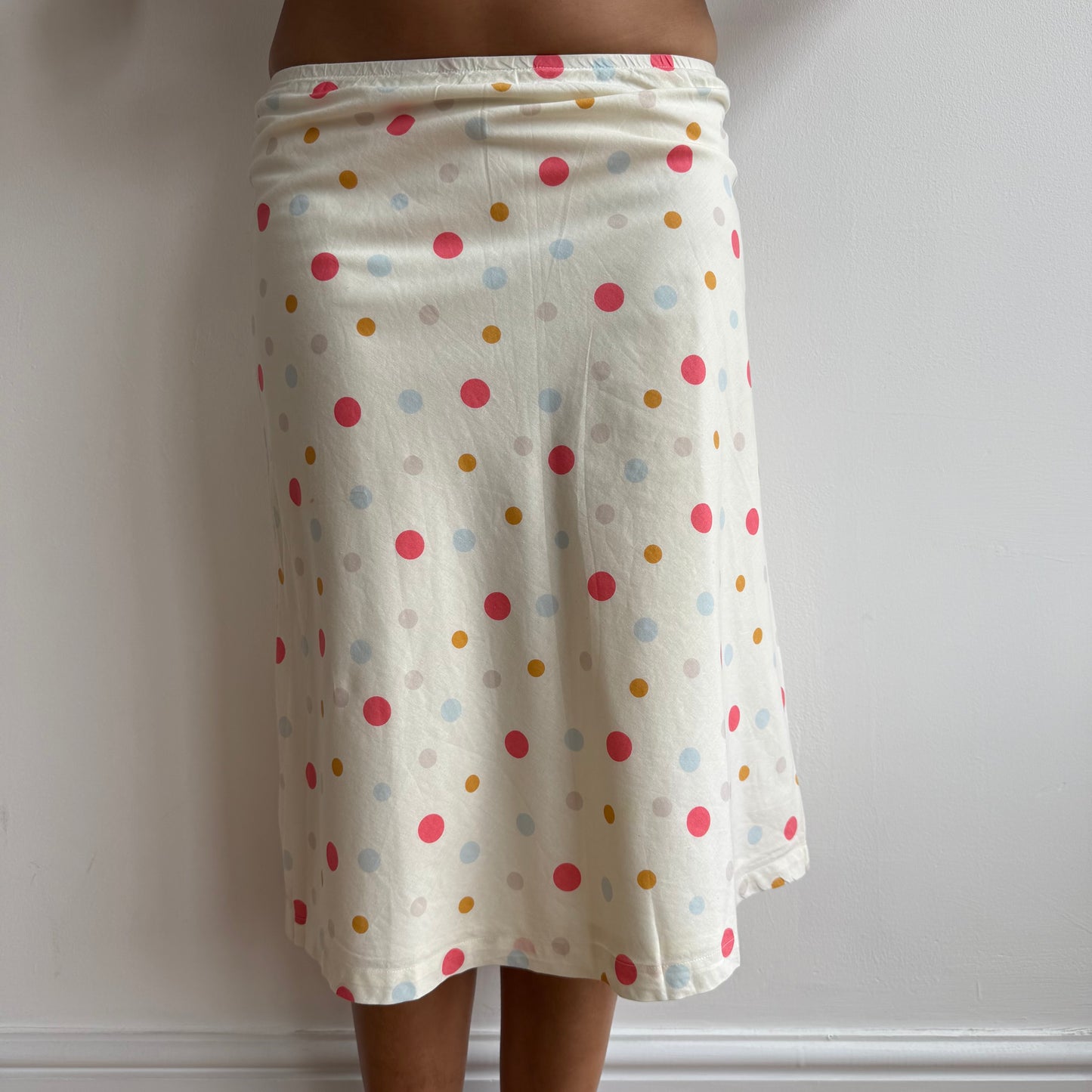 Cream rainbow polka dot midi skirt - Size S