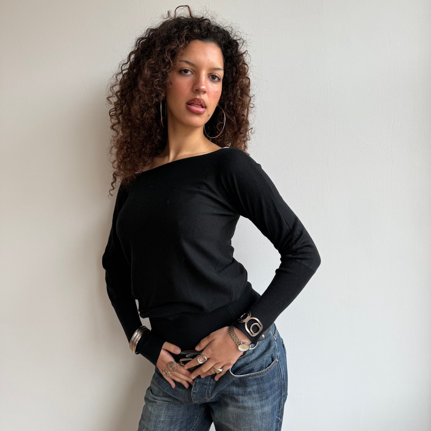 Black slouchy knit (2) - Size S
