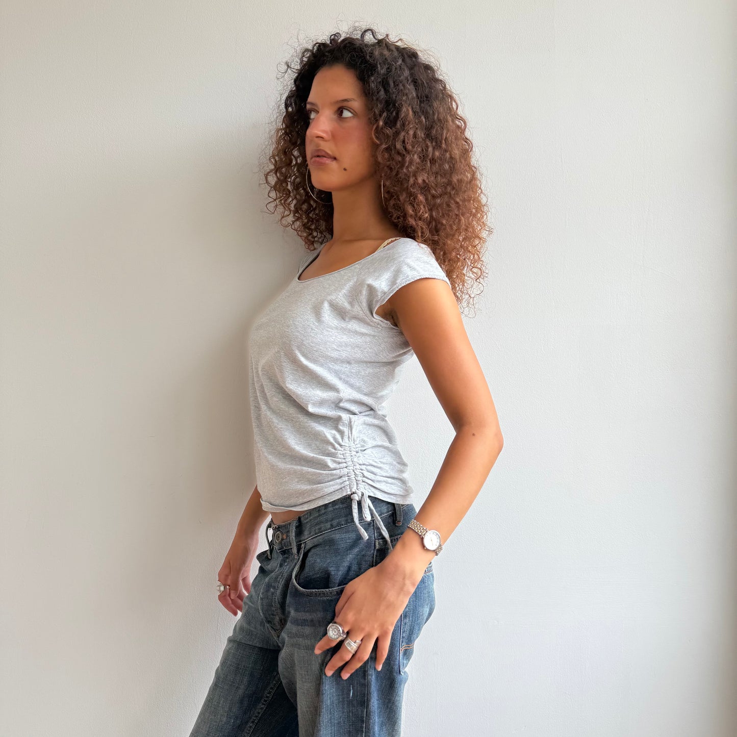 Grey ruched side tshirt - Size M