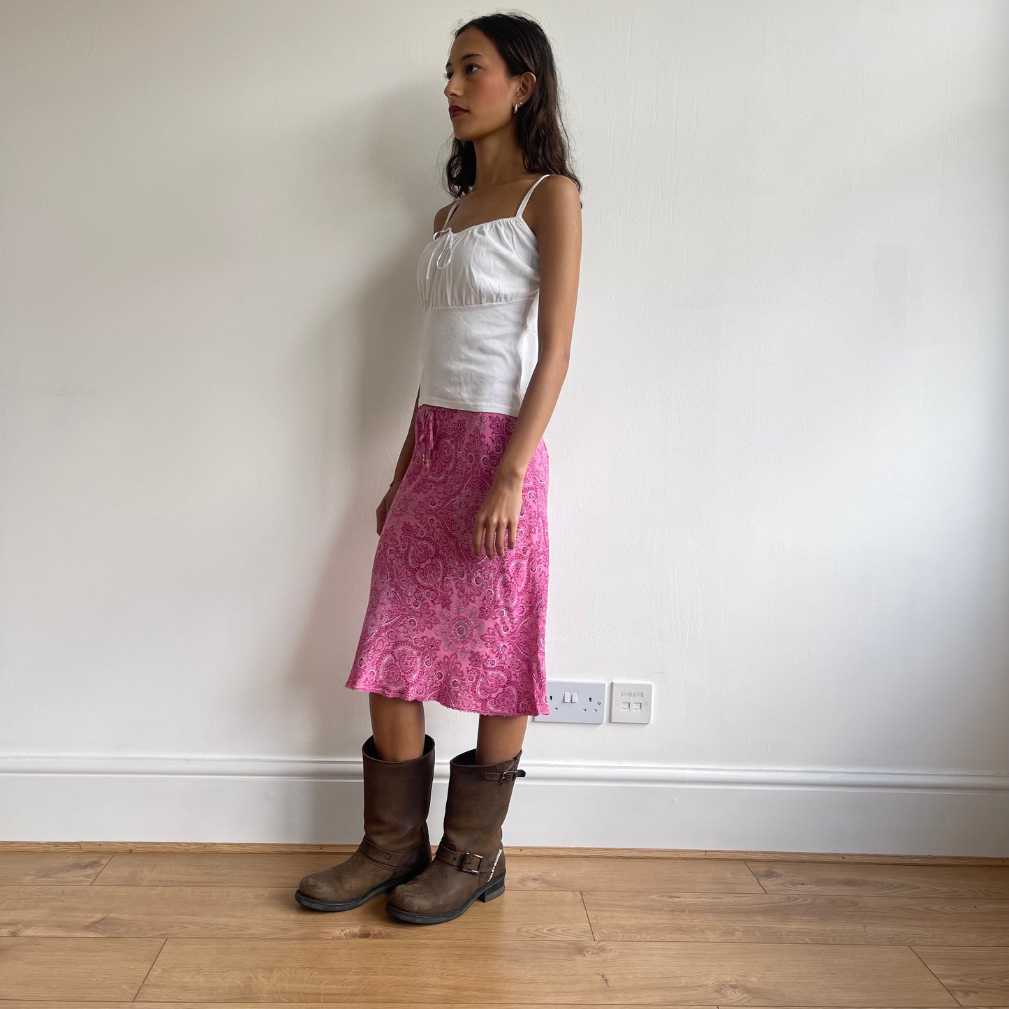 Pink paisley midi skirt - Size S
