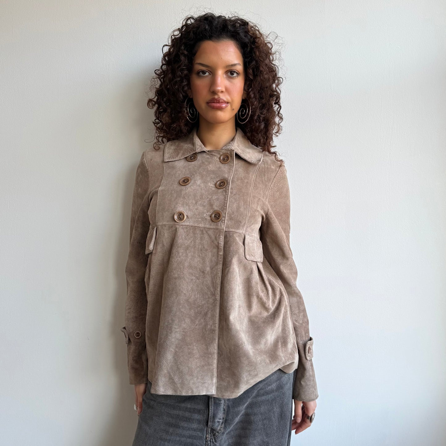 Tan suede peacoat - Size M